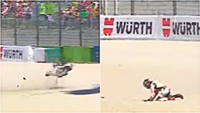 Delusione Bezzecchi: scivola e cade al primo giro nel Gp di San Marino. Come sta e cosa è successo