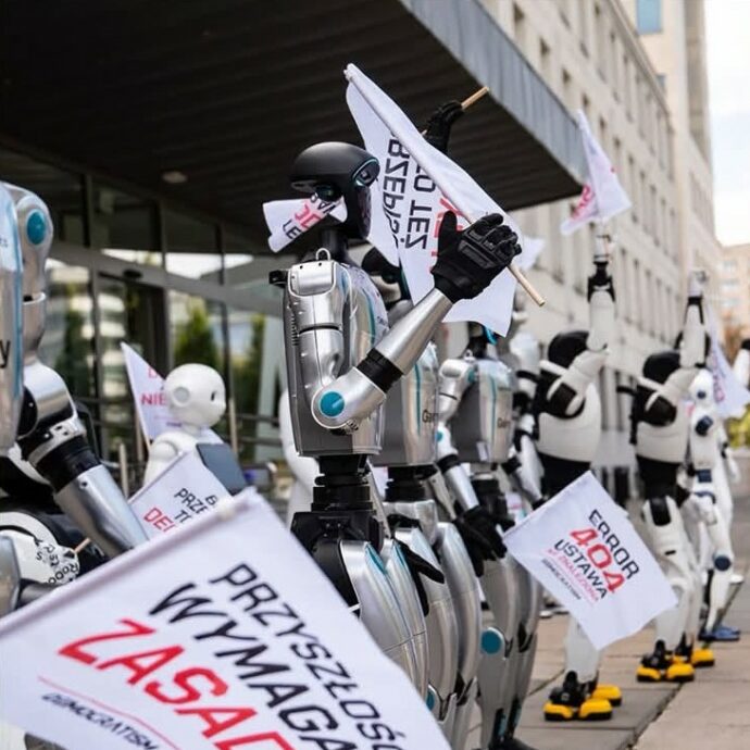 “Se non agiamo ora, potremmo presto trovarci di fronte un serio problema”: a Varsavia scendono in piazza i robot per protestare contro l’intelligenza artificiale