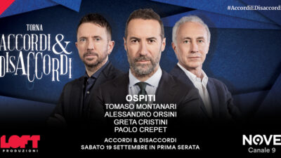Copertina di Montanari, Orsini, Cristini e Crepet ospiti di Sommi ad Accordi&Disaccordi sabato 19 settembre. Con Travaglio e Scanzi