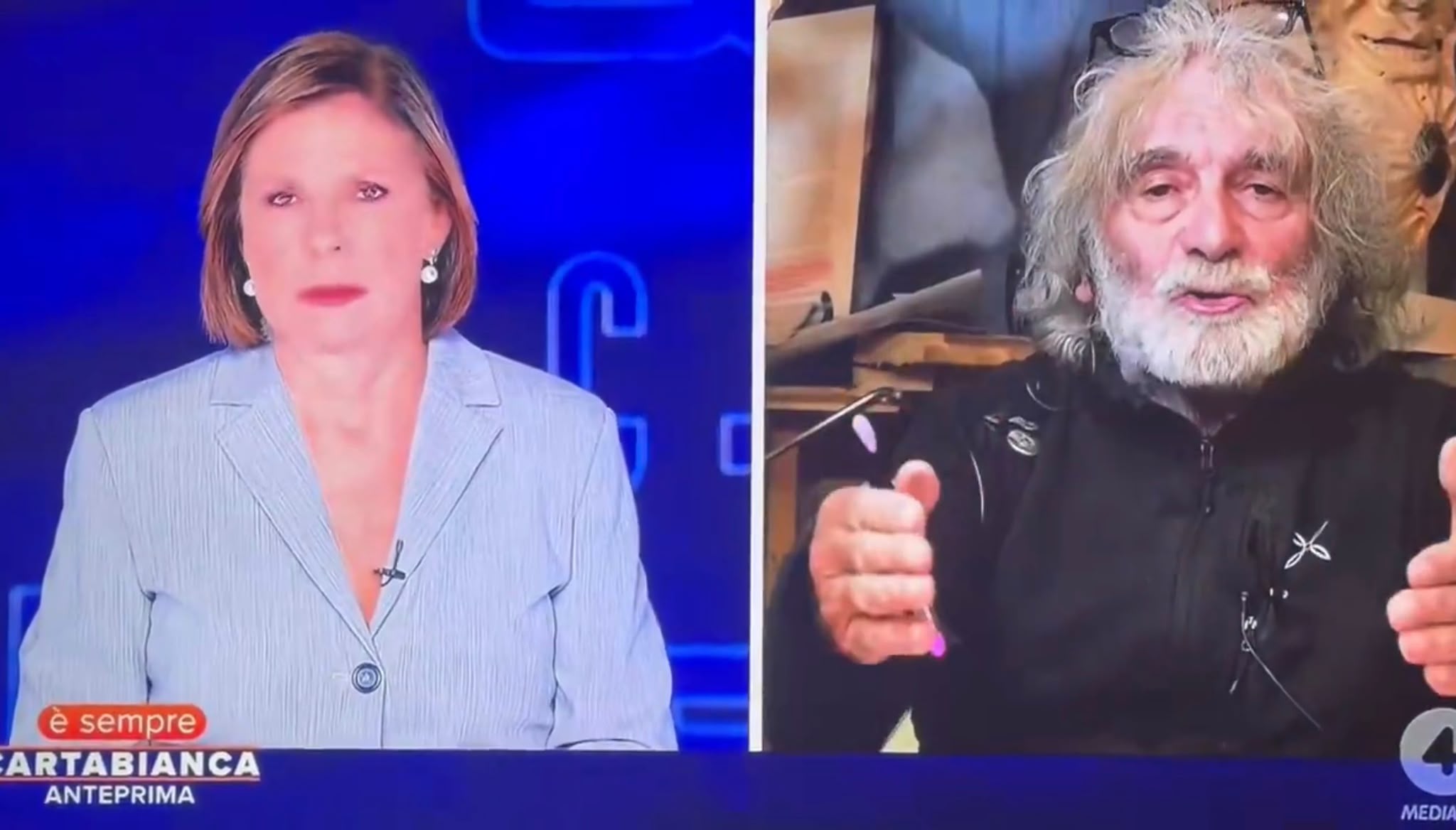 “Mi tolga il contratto e me ne vado via stasera”, “Se non vuole restare, se ne può andare. Basta con i ricatti”: Mauro Corona si infuria con Bianca Berlinguer a “È sempre Cartabianca”