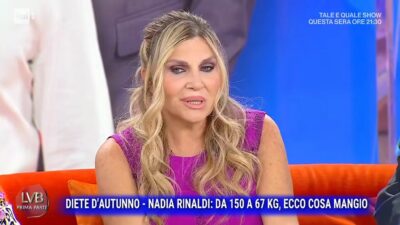 Copertina di “Seguo un’alimentazione proteica, mangio la pasta e la pizza una volta a settimana”: Nadia Rinaldi racconta la sua dieta a “La volta buona”