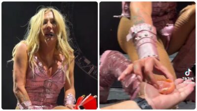 Copertina di “È ancora calda”: fan regala la sua dentiera a Kesha durante il concerto, la cantante la prende in mano e reagisce così – VIDEO