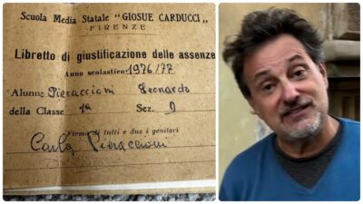 Copertina di “L’ho annusato e mi sono convinto di aver sentito l’odore di quando malato rimanevo a letto”: Leonardo Pieraccioni ritrova il suo libretto delle assenze delle medie in un mercatino
