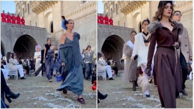 Copertina di Meno loghi, più pezzi unici: nel fossato di un castello del Salento sfila un altro modello di moda, tra abiti fatti a mano e borse che esistono una volta sola