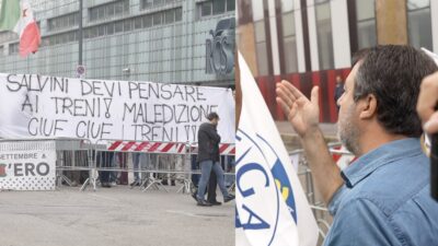 Copertina di Salvini e Sardone annunciano il presidio contro i centri sociali a Milano. Ma in piazza ci sono meno cinquanta persone. La risposta del Lambretta: “Pensi ai treni”