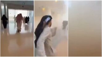 Copertina di Il fumo e le persone in fuga dopo l’attacco all’aeroporto di Riad