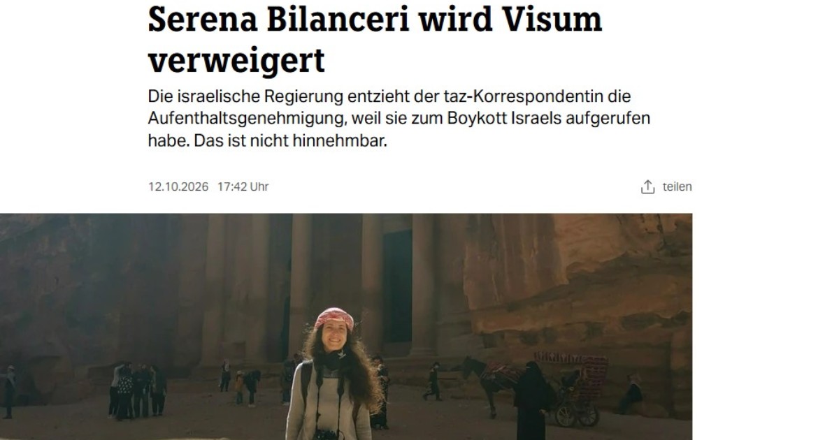 israele nega il visto di lavoro e revoca il permesso di soggiorno alla giornalista italiana serena bilanceri inaccettabile limitazione della libert224 di stampa da Ilfattoquotidiano.it israele nega il visto di lavoro e revoca il permesso di soggiorno alla giornalista italiana serena bilanceri inaccettabile limitazione della libert224 di stampa