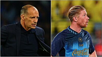 Copertina di Urla, sbracciate e sbuffate: scintille tra Allegri e De Bruyne. Il tecnico lo chiama, il belga lo ignora: cosa è successo