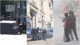 Il corteo degli studenti per il "No Meloni Day" arriva al ministero dell