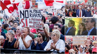 Copertina di Landini: “Il 20 novembre sciopero generale, no all’aumento delle spese militari”. In piazza anche Conte e Schlein: “Costruiamo insieme l’alternativa a Meloni”