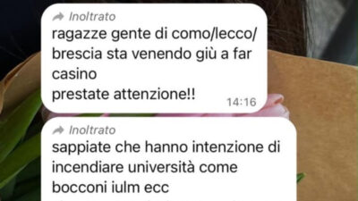 Copertina di La paura corre nelle chat: “Vogliono incendiare le università e stuprare le ragazze”. Ma è psicosi da fake news