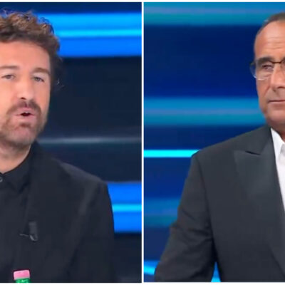 Copertina di “Sarebbe bello se ci mettessimo nei panni degli autotrasportatori. È un momento difficile, siamo tali e quali”: così Siani. Carlo Conti aggiunge: “Non siamo uguali a chi ha fatto violenza nei negozi rubando e basta”
