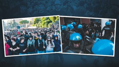 Copertina di Tanti giovani e pochi incidenti. Deluso chi sperava nella guerra. In 10mila a Milano. Cortei a Roma, Bologna e Torino
