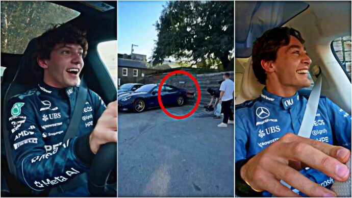 Antonelli sbaglia marcia e va a sbattere contro una recinzione: Russell non resiste e scoppia a ridere – Video