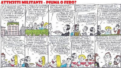 Copertina di Atticisti militanti: piuma o fero? – La striscia di Stefano Disegni