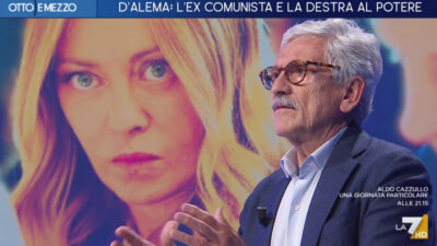 Copertina di “Fatico a prendere Meloni sul serio. Risponde alle proteste con botte e arresti”: così D’Alema su La7