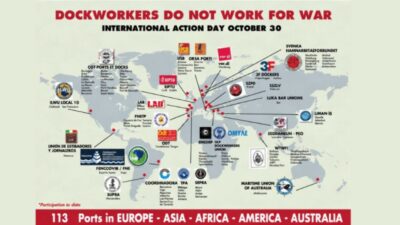 Copertina di Il 30 ottobre scioperano anche i portuali di tutto il mondo contro il traffico di armi: “Scali al servizio dei popoli, non basi per la guerra”