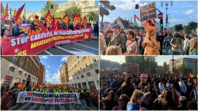 Copertina di Sciopero generale: i cortei di studenti e lavoratori. Già in centinaia a Milano, Roma, Torino e Reggio Calabria. A Napoli blitz alla stazione - Gli aggiornamenti